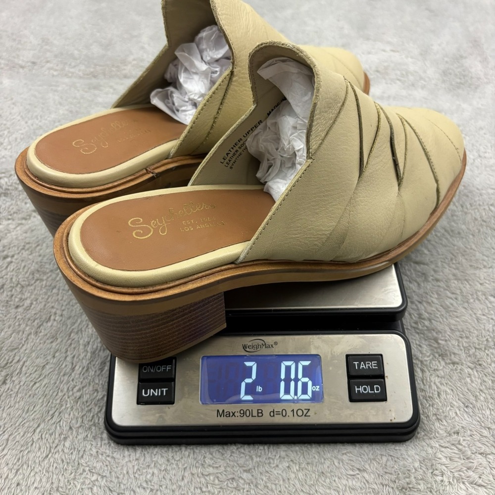 Seychelles Leather Masterpiece Clog Mules Womens 10 Cream Boho Minimalist Luxury - Picture 8 of 8